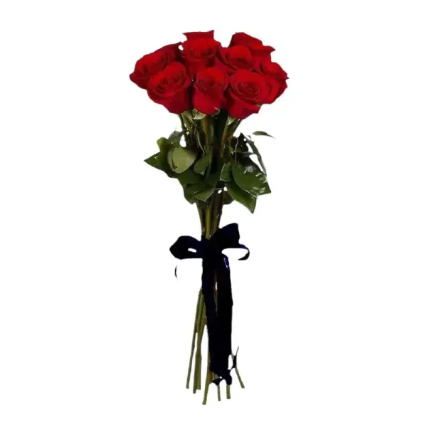 Траурный букет из 10 красных роз